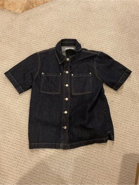 Princess Polly Dark Indigo Short-Sleeve Denim Shirt